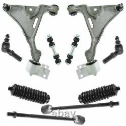 10 Piece Front Control Arms Sway Bar Links Tie Rods Rack Boots Kit for GM New