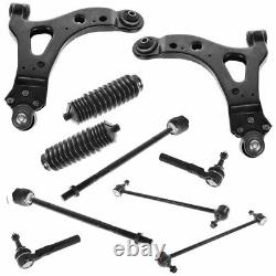 10 Piece Steering Suspension Kit Control Arms Tie Rods Sway Bar End Links New