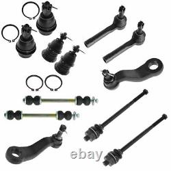 12 Piece Kit Front LH RH Ball Joints Tie Rod Ends Sway Bar Link Pitman Idler Arm