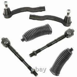 6 Piece Steering Kit Inner Outer Tie Rod End Links with Boots for Armada QX56