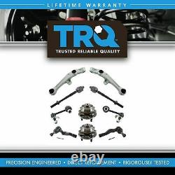TRQ 10 pc Steering Suspension Kit Control Arms Wheel Bearings Tie Rods End Link