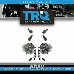 TRQ 6 pc Steering & Suspension Kit Upper Lower Ball Joints with Wheel Bearings New